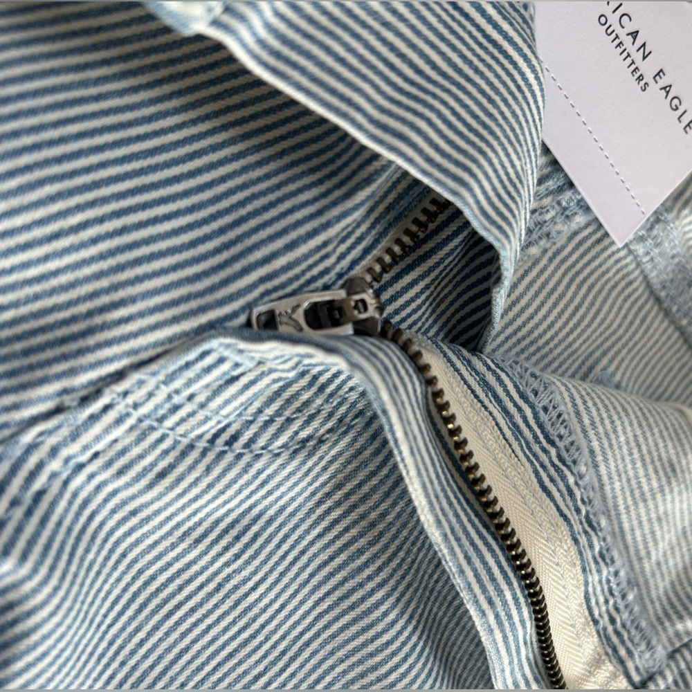 American Eagle Outfitters Striped Jean Shorts Stretch High Rise 98% Cotton - Picture 3 of 16